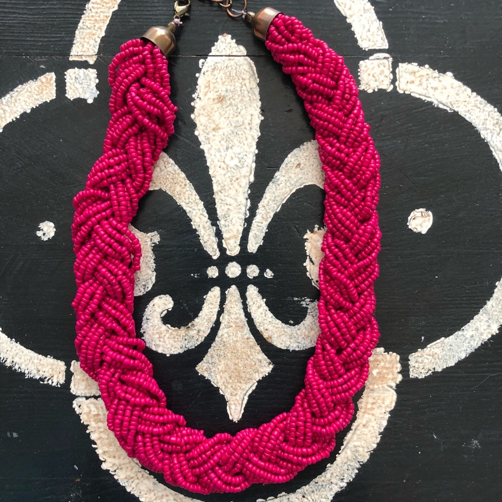 Braided Necklace Magenta